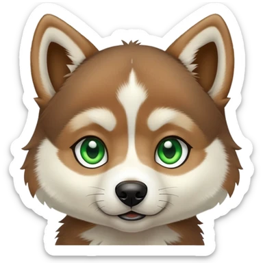 Brown husky green eyes puppy sticker