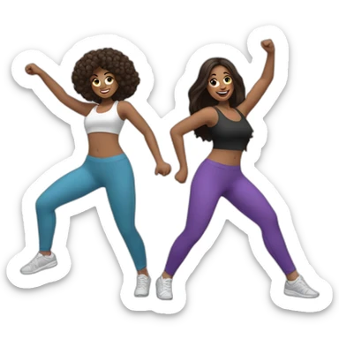 Two Brunette women dancing salsa in leggings and sneakers sticker