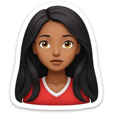 pretty brown skin woman with long black hair and brown eyes looking up sticker