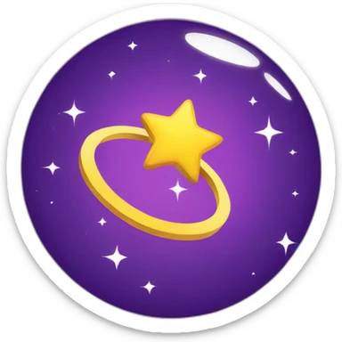 Purple planet, yellow star rings sticker