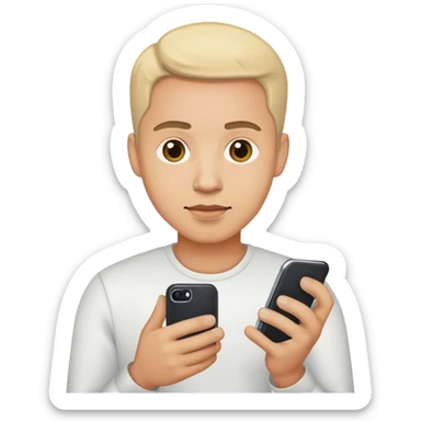 man holding a cell phone sticker