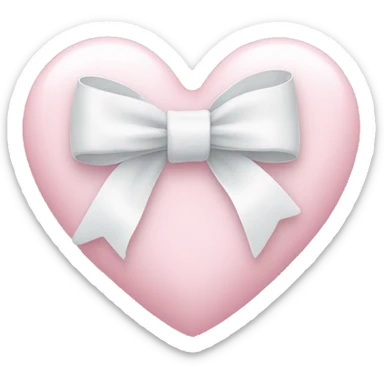 Pastel pink heart with white bow sticker