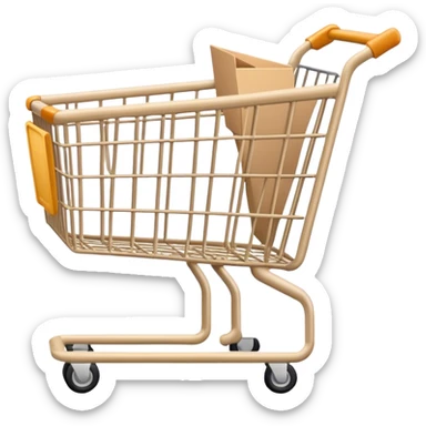 aesthetic clean girl emoji of a shopping cart, nothing is in the cart, cart is beige sticker