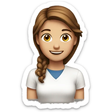 smiling girl with brown hair white shirt  sticker