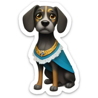 A dog with a skirt in the bengal caves in Portugal sticker