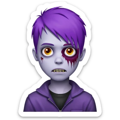 boy emo zombie purple hair sticker