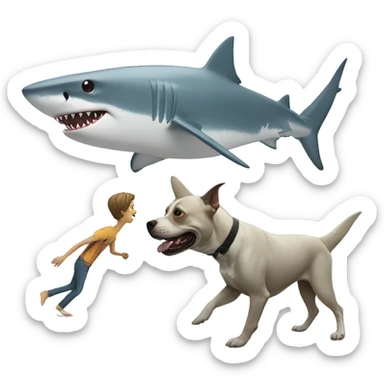 Shark with legs walking a dog sticker
