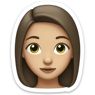 A white brunette girl with straight hair and green eyes sticker