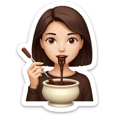 woman almost eating chocolate fondue sticker