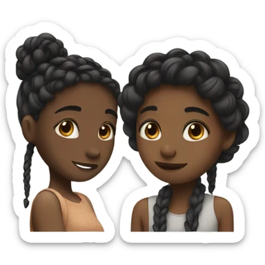 A black girl with braids hugging someone  sticker