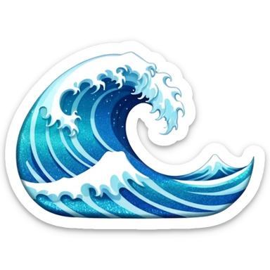glitter wave ocean surf cian sticker