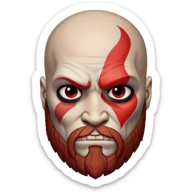 Visage de Kratos du jeu PlayStation a la perfection, c'est a dire que la marque rouge doit partir jusqu'à l'arrière du crâne  sticker