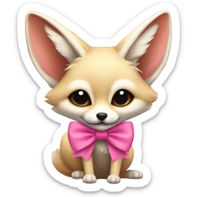 cute fennec with a pink bow sticker