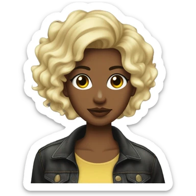 Cheveux noirs mi-longs, légèrement ondulés
Yeux verts perçants
Taille moyenne, silhouette athlétique
Vêtue d'une veste en cuir noir et d'un jean sombre. elle a une main relevé comme si elle tenait quelque chose sticker