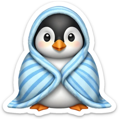 penguin with a blanket sticker