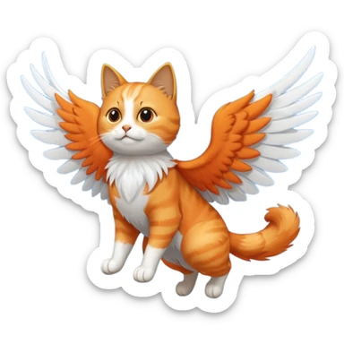 flying cat in the sky sticker