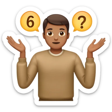 a guy shrugging his shoulders with a 6 above his right hand and a 7 above his left hand sticker