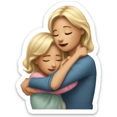 daughter huging mom sticker
