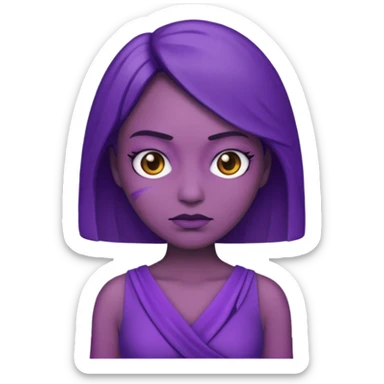 emoji of a racially ambiguous woman, who looks serious. no skin color please. use a color. sticker