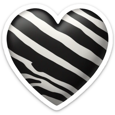 A black heart with zebra prints  sticker