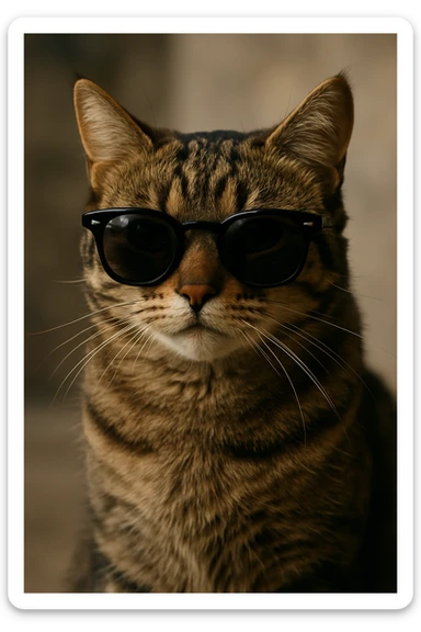A cat wearing sunglasses, realistic photograph sticker