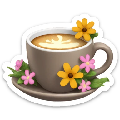 Morning coffee in cup with flowers  sticker