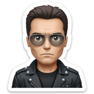 terminator shwartzneger only top in black galssess and his black jacket sticker