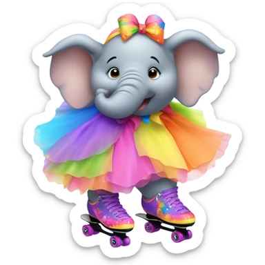 Fat elephant speed skating in a tutu sticker