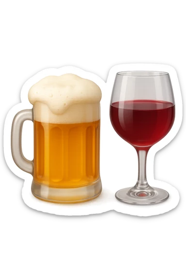 emoji 3d stile iphone che rappresenta un boccale di birra e un calice di vino rosso 3d sticker