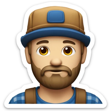 lumberjack with blue woolen hat, short dark beard. Light skin. sticker
