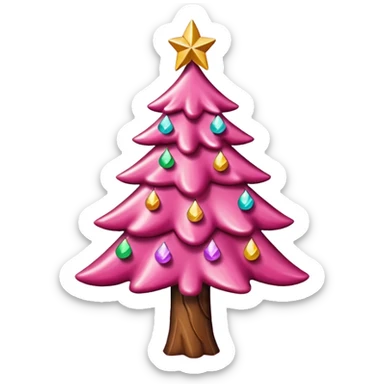 Crea un arbol de navidad en color rosa que parezca de caramelo Agrega luces navideñas sticker