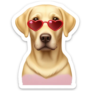 yellow labrador wearing heart sunglasses￼ sticker