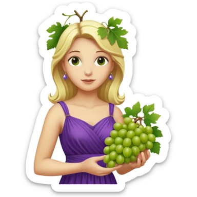 purple dress ancient greek blonde woman  with grape sticker