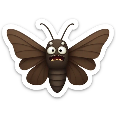 dark brown animated moth character face angry sticker