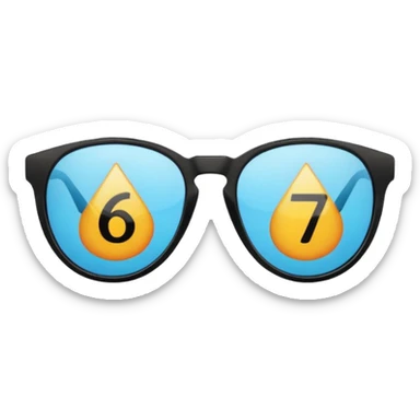 Sunglasses with the number 67 on them sticker