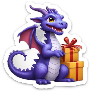 A dragon with a New Year's gift in its paw sticker