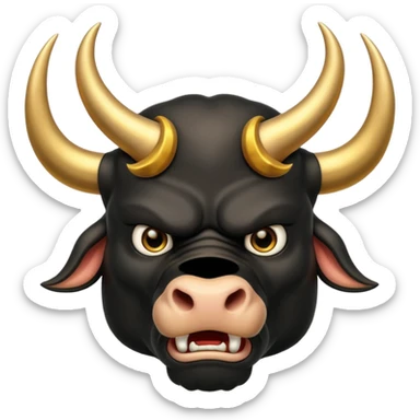 black angry powerful bull with golden horns emoji sticker