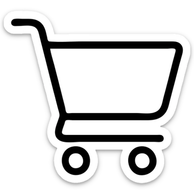 A shopping cart icon, black and white, outlined, no fill. sticker
