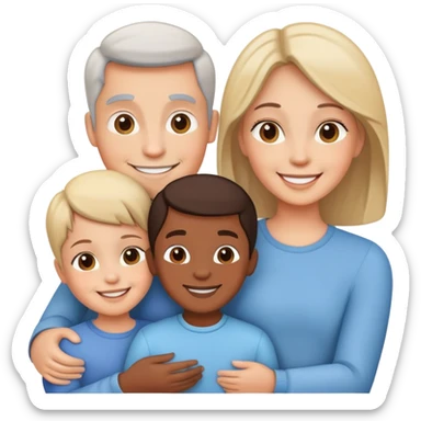 happy family with parents and two children smiling together sticker