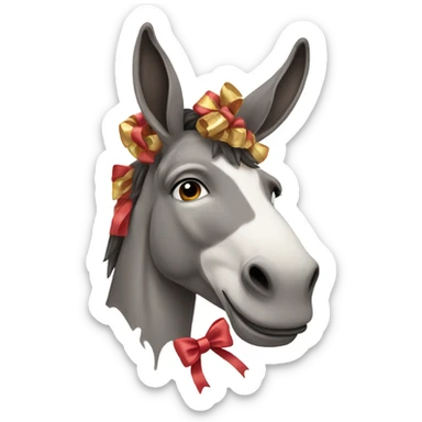 Donkey with a bow sticker