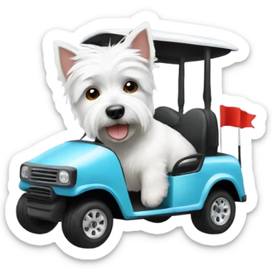 westie in a golf cart sticker