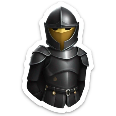 A stylish knight in a black helmet with a face and body sticker