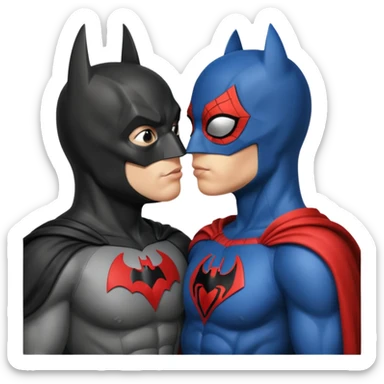 Batman and spiderman kissing sticker