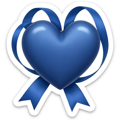 Navy blue colour heart and navy blue colour ribbon sticker