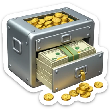 unlocked vault with money sticker