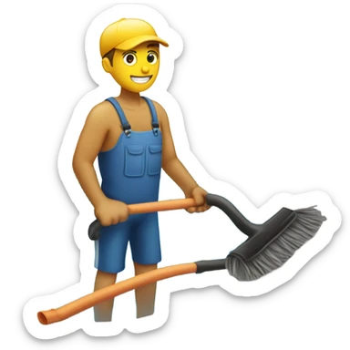 Pool boy cleaning a dirty pool sticker