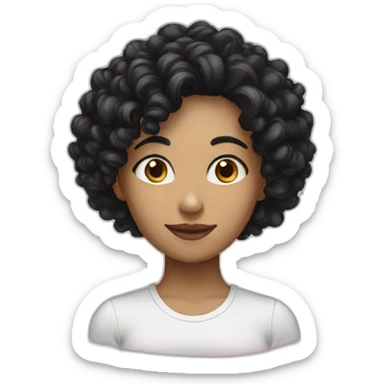 women white with black curly hair tall love math sticker