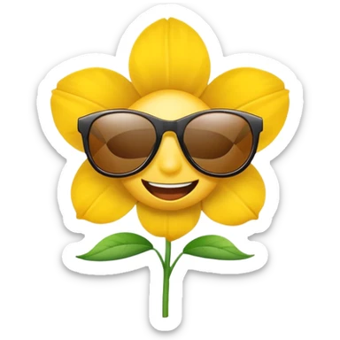 a flower with sunglasses and a playful grin sticker
