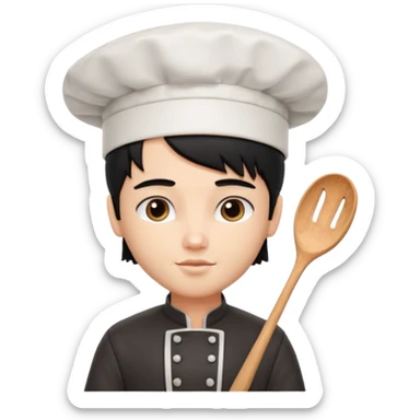 a pretty male bratz chef, black hair. fair sticker