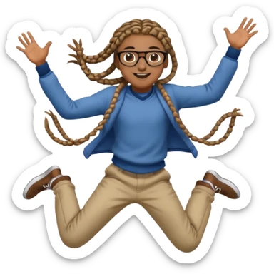 black boy with glasses and box braids jumping sticker